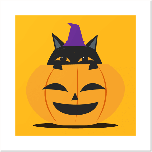 Black Cat Halloween Wall Art by ManulaCo